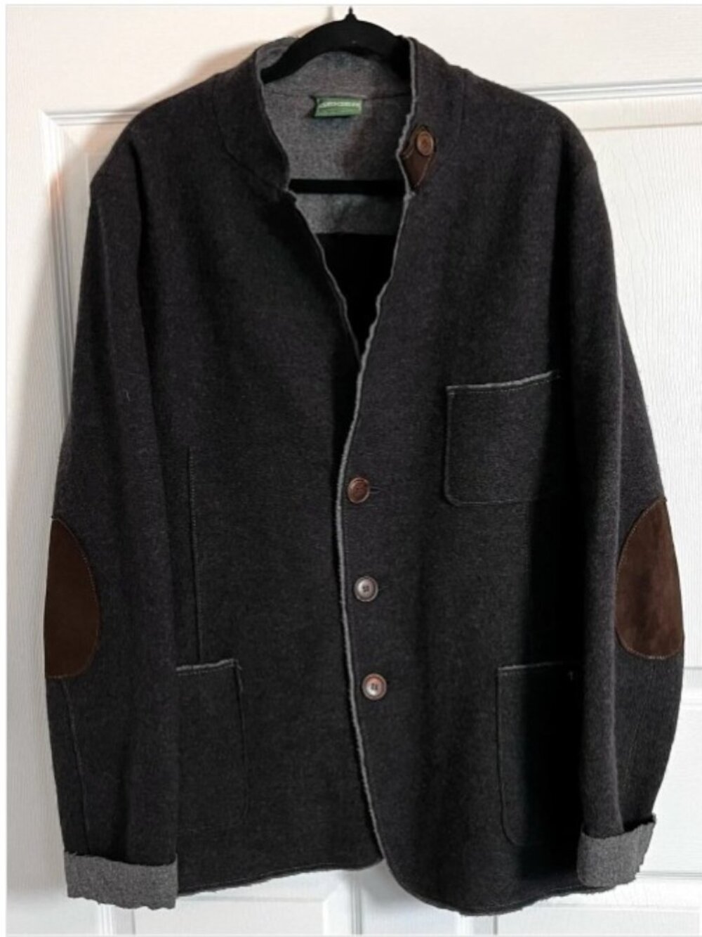 Geiger Austria Luxury Grey Boiled Wool Field Jacket Suede Elbows 60 US 50 XL
